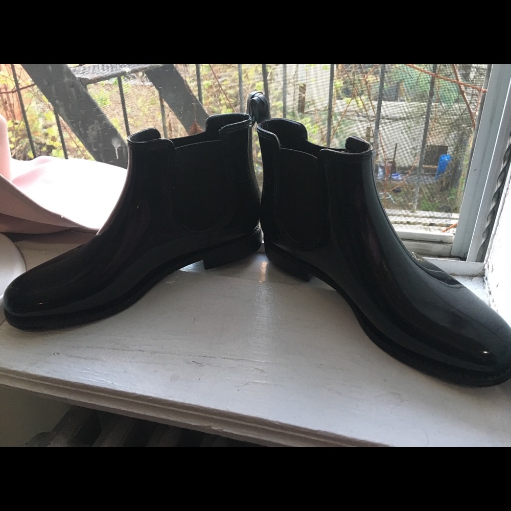 Henry Ferrera Black Rain Boots Size 9 NWOT
